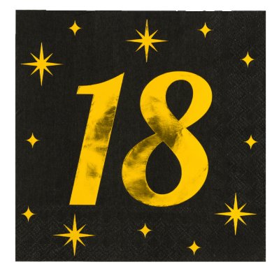 Servietten zum 18.Geburtstag, schwarz Servietten zum 18.Geburtstag, schwarz