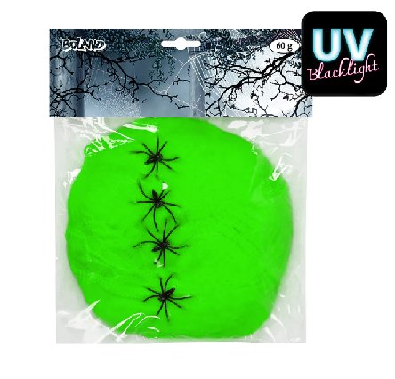 Spinnweben mit Spinnen, Neongrün