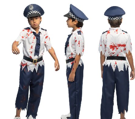 Zombie-Polizist Kostüm (10-12 Jahre)