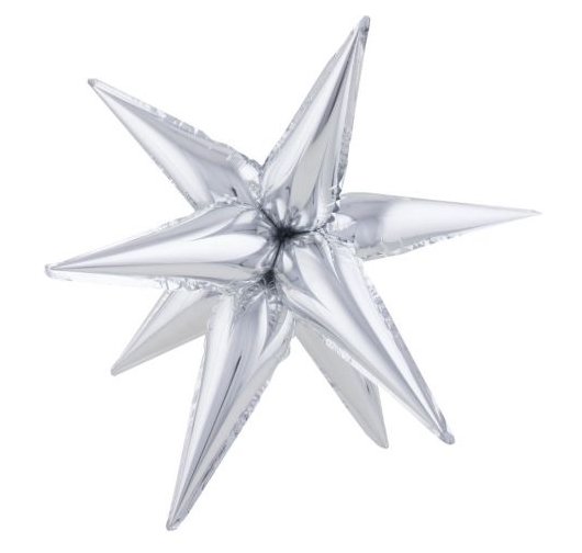 Folienballon 3 D Stern- Star silber