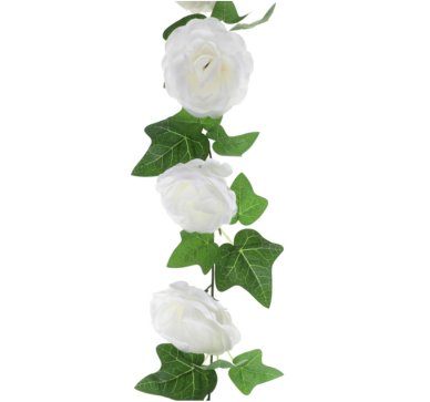 Girlande Rosen und Efeu, weiß, 180 cm