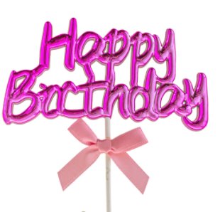Topper für Kuchen - Happy Birthday, pink