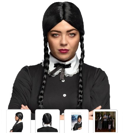 Perücke schwarze Zöpfe