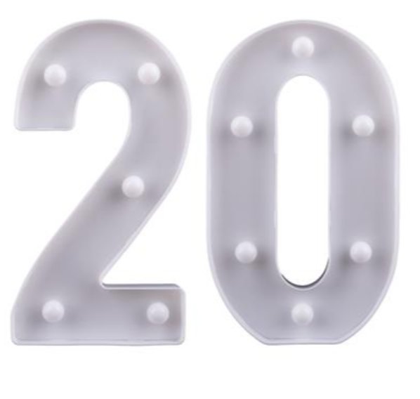 LED Lampe mit Zahl 20 LED Lampe mit Zahl 20