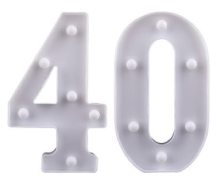 LED Lampe mit Zahl 40 LED Lampe mit Zahl 40