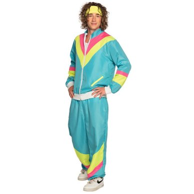 Trainingsanzug Retro Mann,neonblau,L