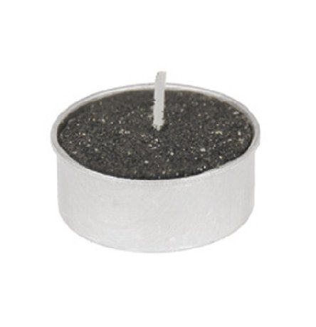 Teelichter schwarz mit Glitzerstaub, 6 Stück