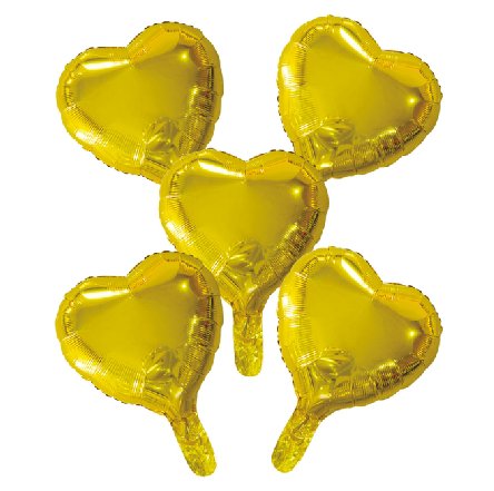 Folienballons Herz, gold, 5 Stück Folienballons Herz, gold, 5 Stück