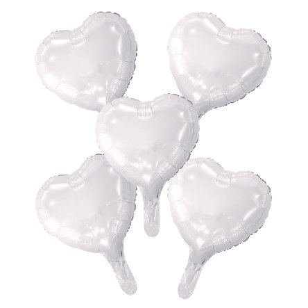 Folienballons Herz, weiß, 5 Stück Folienballons Herz, weiß, 5 Stück