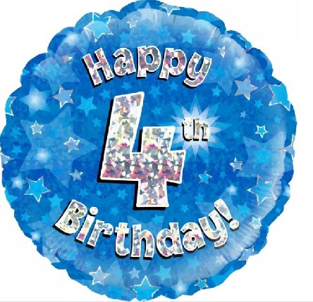 Ballon zum 4. Geburtstag, Jungen Ballon zum 4. Geburtstag, Jungen