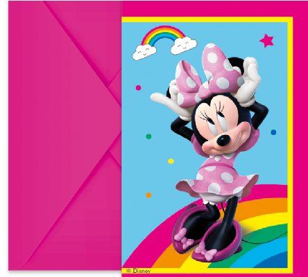 Einladungskarten Minnie Mouse, 6 Stück