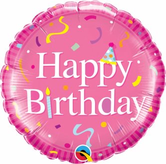 Happy Birthday Ballon, pink - 45 cm