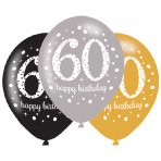 Luftballons Gold,silber Schwarz 60.Geburtstag