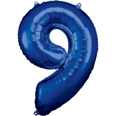 Ballon mit Zahl 9, dunkelblau