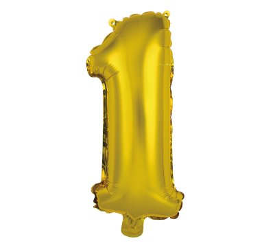Folienballon Zahl 1, luftgefüllt - 40 cm