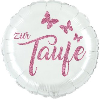 Zur Taufe Ballon Glitter Pink