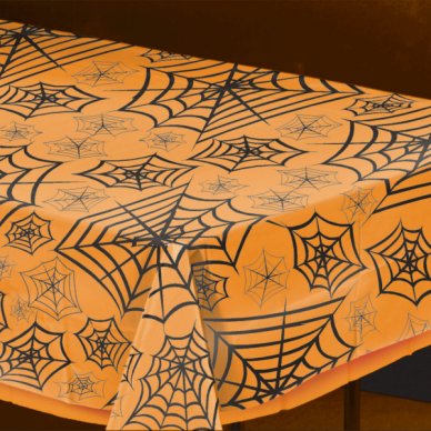 Halloween Tischdecke mit Spinnen