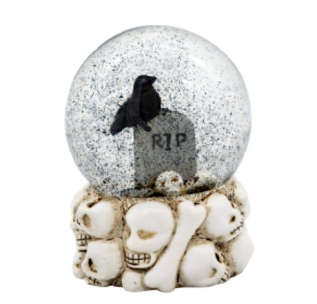 Schneekugel Grabstein mit Rabe