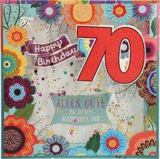 Karte zum 70.Geburtstag mit Konfetti