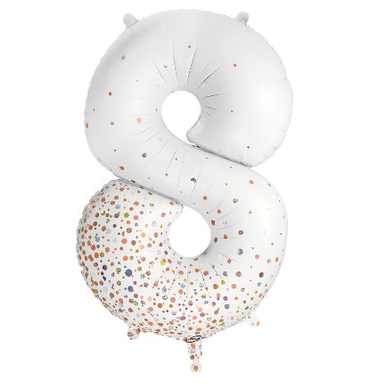 Folienballon Zahl 8 Sparkling Holo Rose Gold
