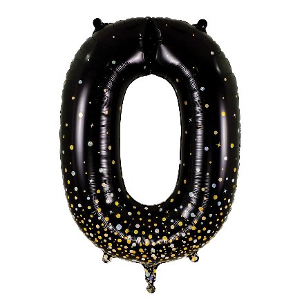 Folienballon Zahl 0 Sparkling Holo Schwarz