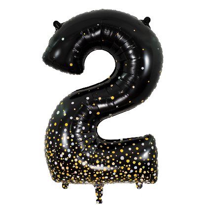 Folienballon Zahl 2 Sparkling Holo Schwarz