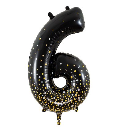Folienballon Zahl 6 Sparkling Holo Schwarz
