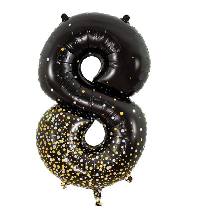 Folienballon Zahl 8 Sparkling Holo Schwarz
