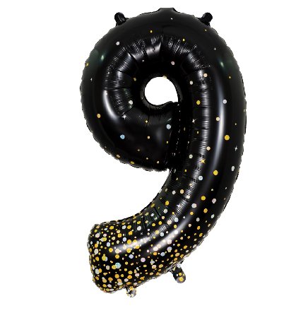 Folienballon Zahl 9 Sparkling Holo Schwarz