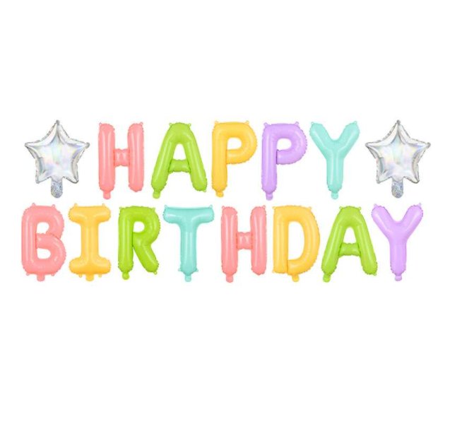 Schriftzug - Happy Birthday, pastell