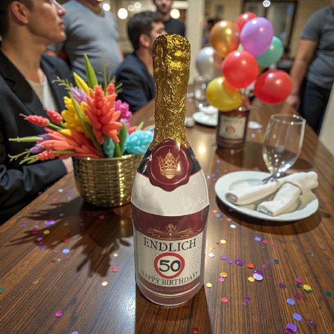 Flasche zum 50.Geburtstag - befüllbar Flasche zum 50.Geburtstag - befüllbar