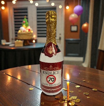 Flasche zum 70.Geburtstag - befüllbar Flasche zum 70.Geburtstag - befüllbar
