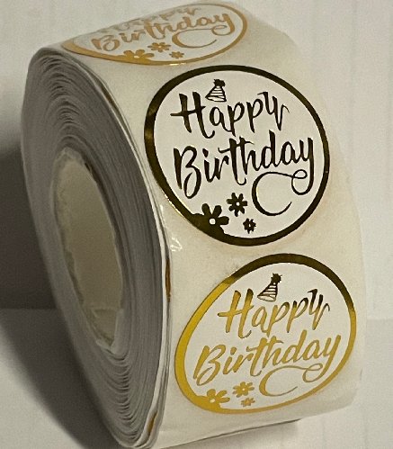 Happy Birthday Aufkleber, 500 Stück