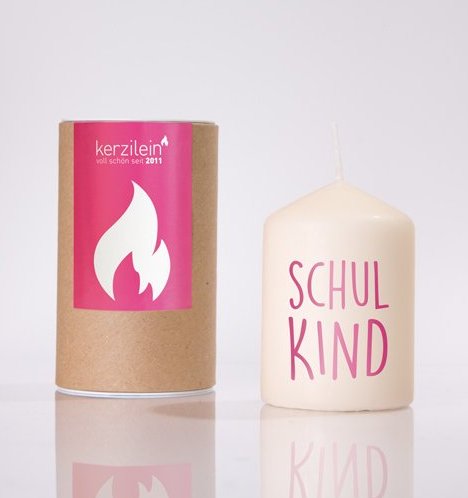 Schulanfang Kerze - Schulkind, pink