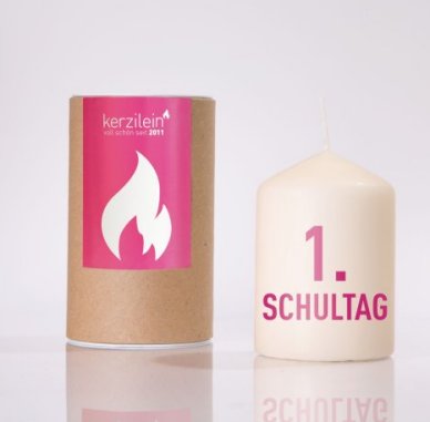 Schulanfang Kerze - 1.Schultag, pink