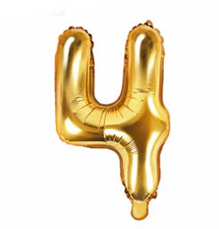 Zahlenballon Gold - Zahl 4 - 35 cm