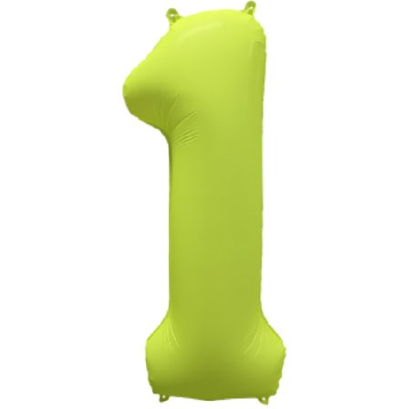 NEON GELB Ballon Zahl 1, Maße: 86 cm
