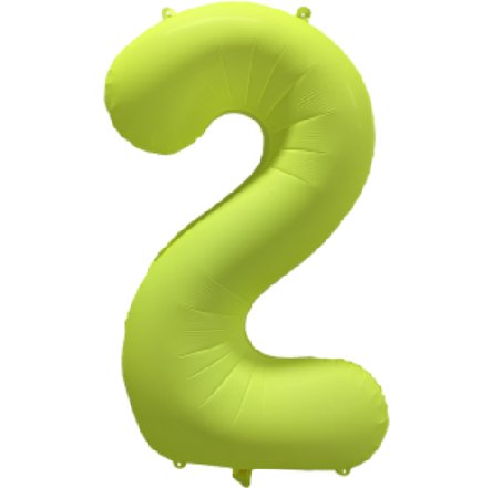 NEON GELB Ballon Zahl 2, Maße: 86 cm