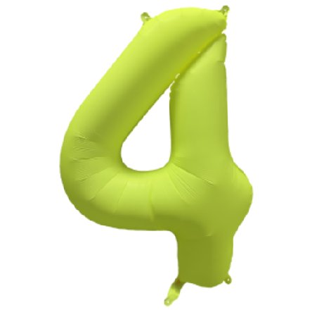 NEON GELB Ballon Zahl 4, Maße: 86 cm