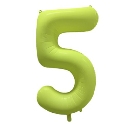 NEON GELB Ballon Zahl 5, Maße: 86 cm