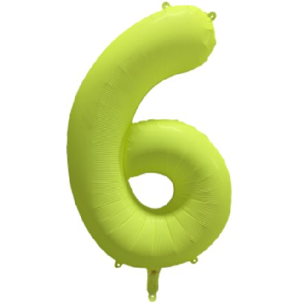 NEON GELB Ballon Zahl 6, Maße: 86 cm