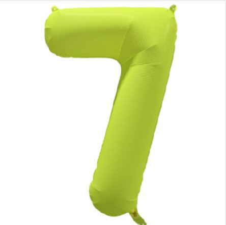 NEON GELB Ballon Zahl 7, Maße: 86 cm