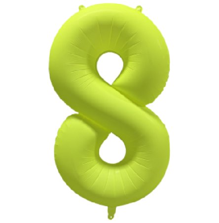 NEON GELB Ballon Zahl 8, Maße: 86 cm