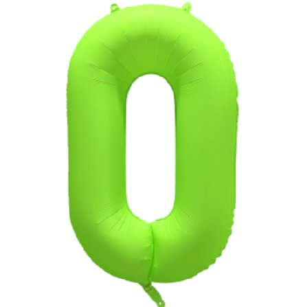 NEON GRÜN Ballon Zahl 0, Maße: 86 cm