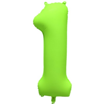 NEON GRÜN Ballon Zahl 1, Maße: 86 cm