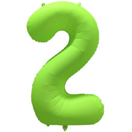 NEON GRÜN Ballon Zahl 2, Maße: 86 cm