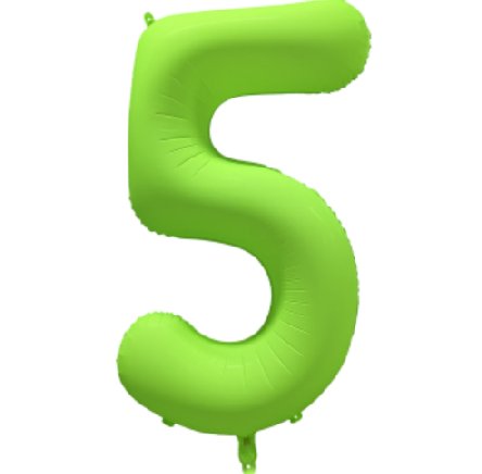 NEON GRÜN Ballon Zahl 5, Maße: 86 cm