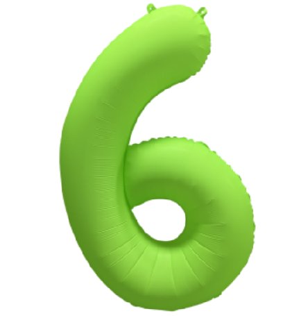 NEON GRÜN Ballon Zahl 6, Maße: 86 cm