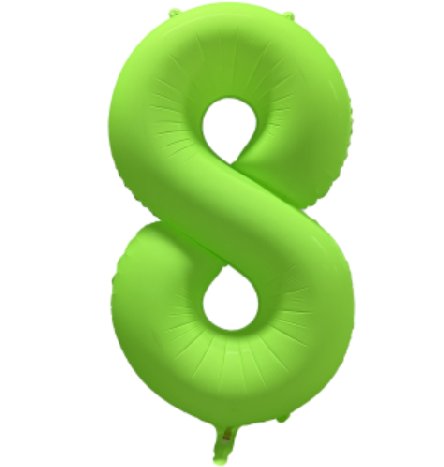 NEON GRÜN Ballon Zahl 8, Maße: 86 cm