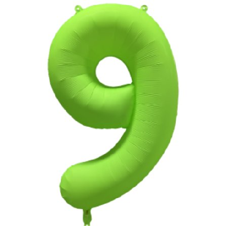 NEON GRÜN Ballon Zahl 9, Maße: 86 cm